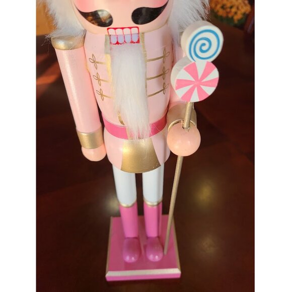 Christmas Nutcracker Soldier Wooden Statue Pink Holiday Decor Table Decoration - Picture 7 of 10